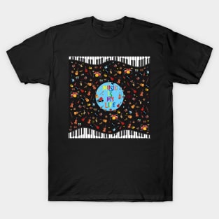 Music is my life en negro T-Shirt